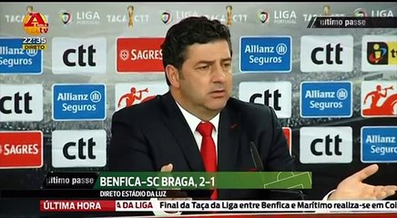 Rui Vitória Conf de Imprensa Benfica 2 x 1 Braga 1-2 Final Taça da Liga 2015-16