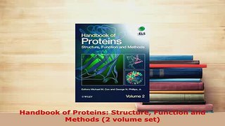 Download  Handbook of Proteins Structure Function and Methods 2 volume set PDF Full Ebook