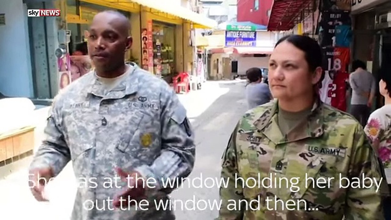 Fire- US Soldiers Save Mum And Kids in South Korea
