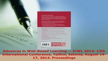 Download  Advances in WebBased Learning  ICWL 2014 13th International Conference Tallinn Estonia  Read Online