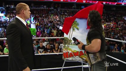 Seth Rollins gives gifts to Kane and J&J Security- Raw, June 29, 2015