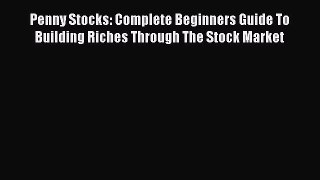 [Read Book] Penny Stocks: Complete Beginners Guide To Building Riches Through The Stock Market