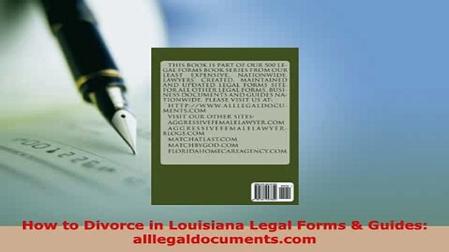 PDF How to Divorce in Louisiana Legal Forms Guides alllegaldocumentscom Free Books