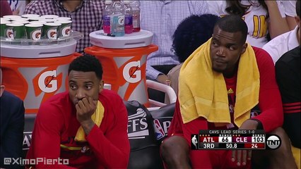 Kent Bazemore Taking a Nap During Game  Hawks vs Cavaliers  Game 2  May 4, 2016  NBA Playoffs