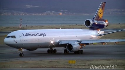 Lufthansa Cargo McDonnell Douglas MD-11F (D-ALCA) takeoff from KIX-RJBB (Osaka - Kansai) RWY 24L