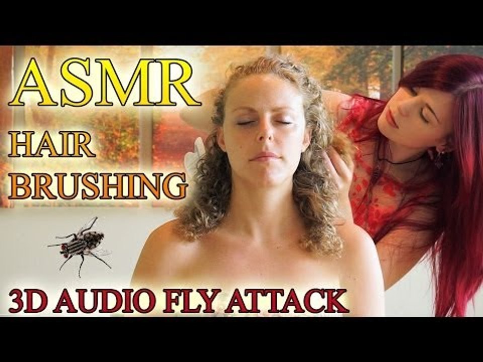 Binaural ASMR Hair Massage Fly Attack Blooper, Whisper Ear to Ear Corey Kay & Corrina Rachel