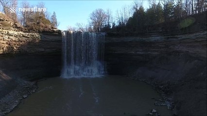Beautiful aerial footage of Ball's Falls in Niagara Escarpment