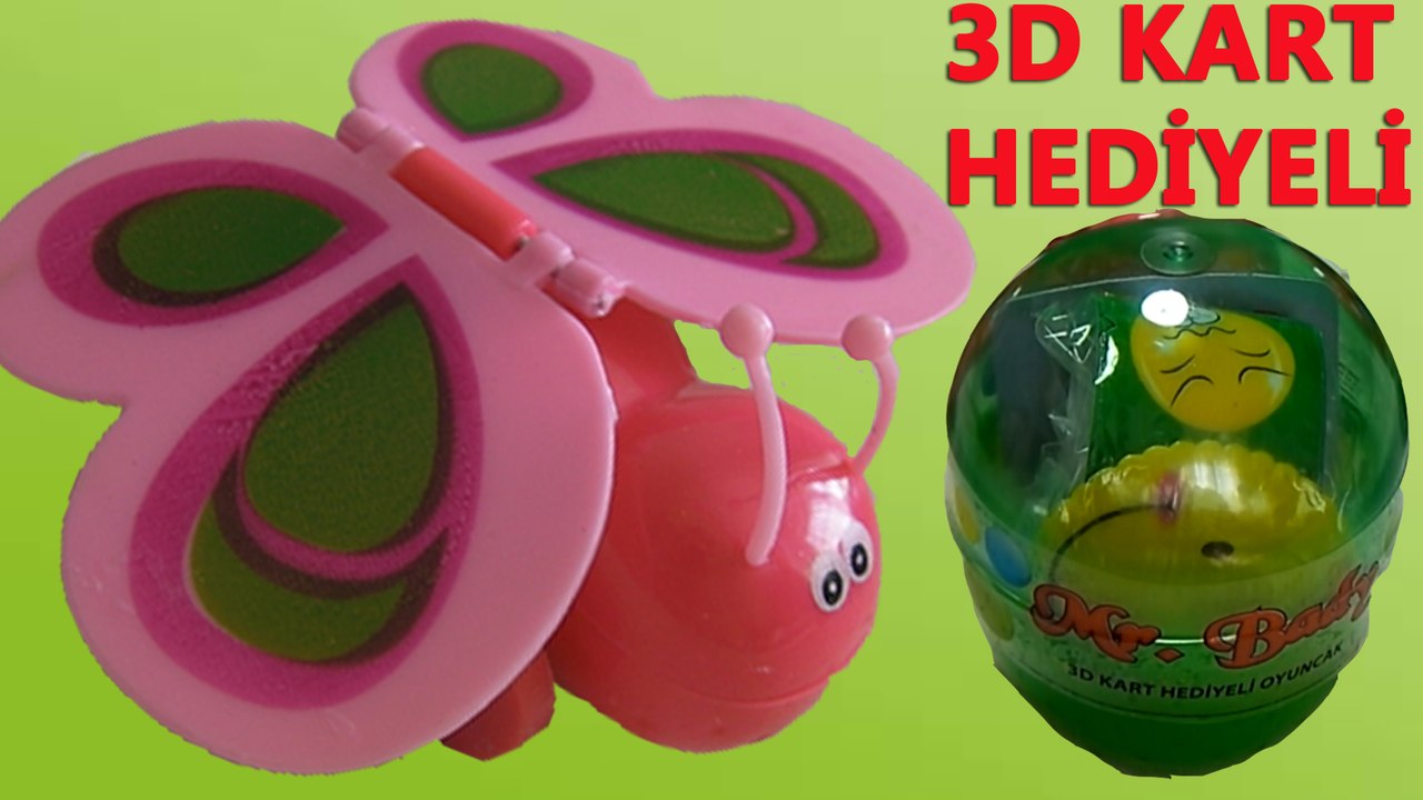 3d Kart Hediyeli Sürpriz Oyuncak Yumurtaları Kelebek Sincap Bileklik ve Topaç