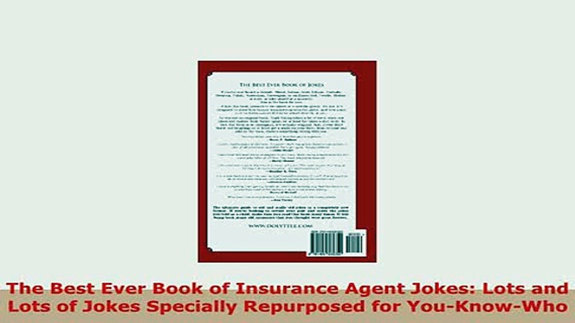 Pdf The Best Ever Book Of Insurance Agent Jokes Lots And Lots Of