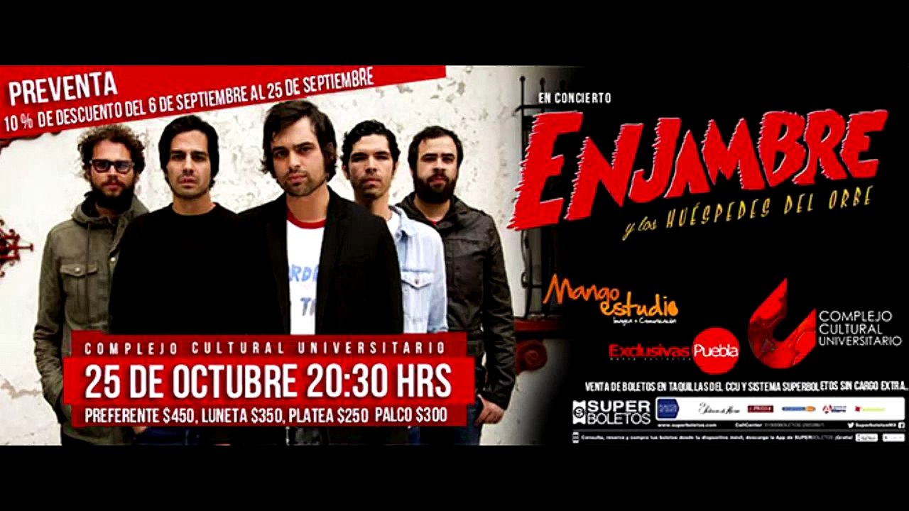 Enjambre en en vivo concierto 25 de octubre Puebla  Spot