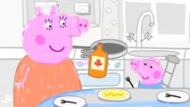 Peppa Pig Mummy Feeding George Pancakes With Maple Syrup Coloring Pages
