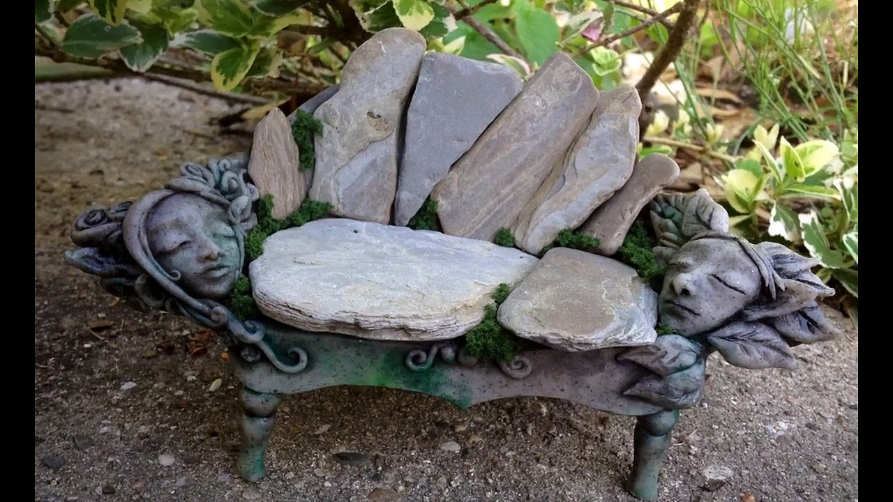 How to Make Fairy Furniture with Clay & Rocks, DIY Fairy Garden Bench
