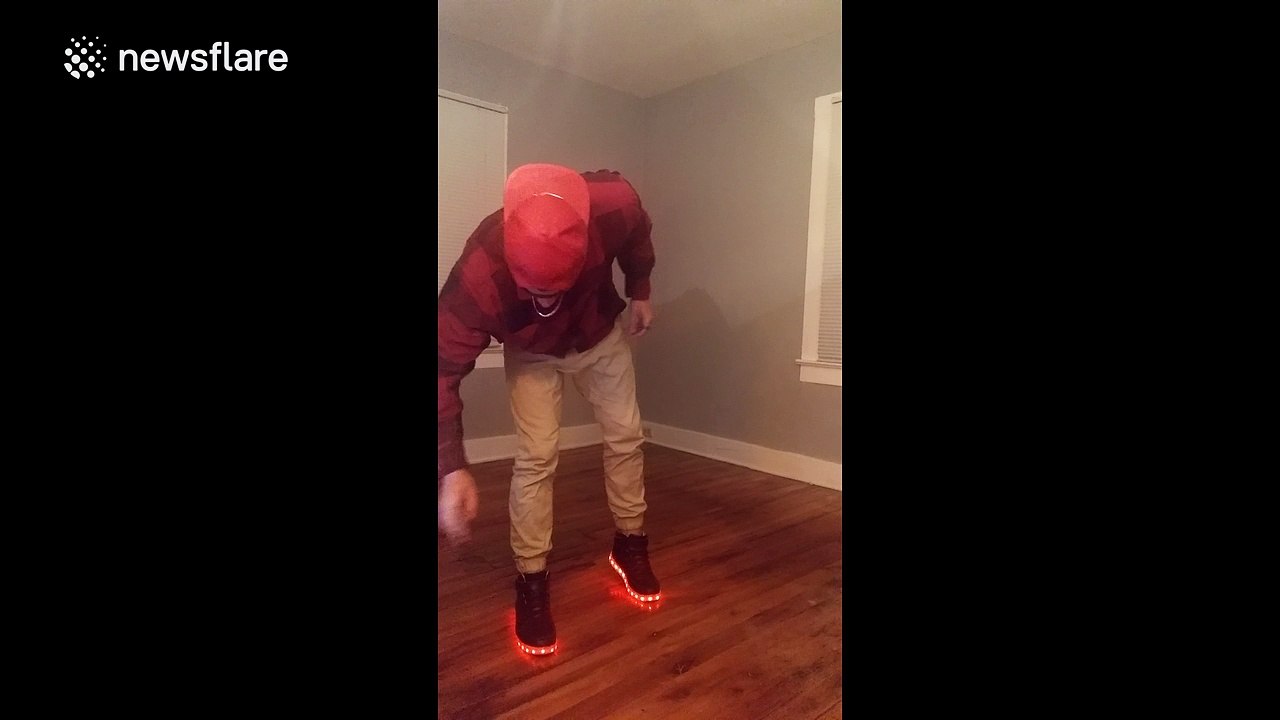 Dancer bust a hole in wall when the 'beat drops'