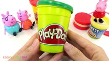 Play Doh Watermelon Cake Ice Cream Cake with Fun Peppa Pig Family Toys Play Dough Cooking