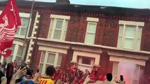 Liverpool fans welcoming the team bus  Liverpool vs Villarreal 05.05.2016