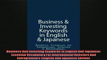 Free PDF Downlaod  Business And Investing Keywords In English And Japanese Essential Vocabulary For  BOOK ONLINE