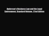 [Read book] Anderson's Business Law and the Legal Environment Standard Volume 22nd Edition