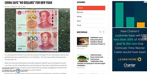 April 19th No Dollar Trade for China Yuan RMB Gold back Currency