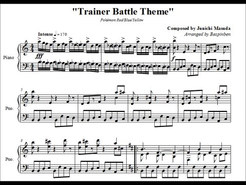 Pokémon RBY Trainer Battle Theme (Piano Sheet Music)