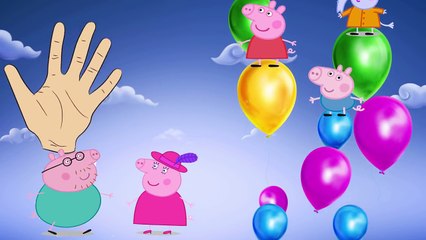 Peppa Pig Jumping on Balloon Finger Family Song Nursery Rhyme for Children's ! Kids Video