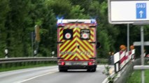 [Unfall in Autobahnbaustelle A5 Hemsbach] Feuerwehr Heppenheim  Feuerwehr Weinheim im Ein