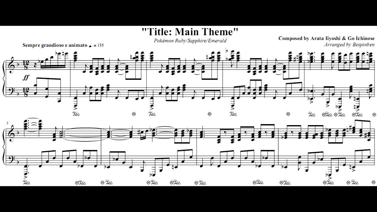 Pokémon RSE: Title: Main Theme (Piano Sheet Music)