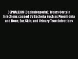 Read CEPHALEXIN (Cephalosporin): Treats Certain Infections caused by Bacteria such as Pneumonia