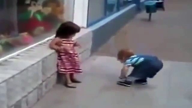 Baby Boy Trying To Impress the Baby Girl and Kiss her... Cute and Adorable