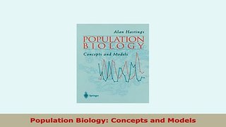 PDF  Population Biology Concepts and Models PDF Book Free