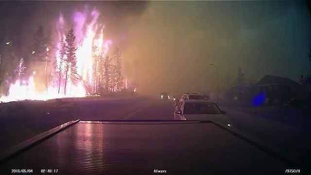 Fort McMurray Fire 4 of 6 Rear Dash Cam wildfire in alberta canada