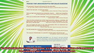 new book  BrainScripts for Sales Success 21 Hidden Principles of Consumer Psychology for Winning