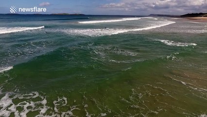 Beautiful drone footage of surfers off Northern Ireland
