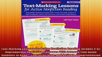 Download Video: Free Full PDF Downlaod  TextMarking Lessons for Active Nonfiction Reading Grades 48 Reproducible Nonfiction Full EBook