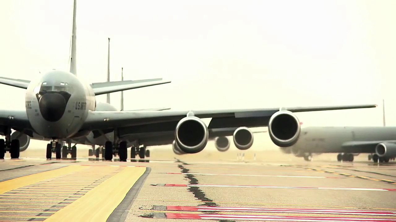 Six KC-135R Stratotanker Refueling Planes Launching from Roland R. Wright Air Base in Utah