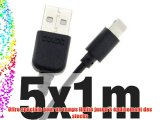 5x doupi® 1m de câble de chargeur de données pour Apple USB 8 broches Lightning - Noir - Données