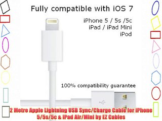 Download Video: 2 Metre Apple Lightning USB Sync/Charge Cable for iPhone 5/5s/5c & iPad Air/Mini by EZ Cables