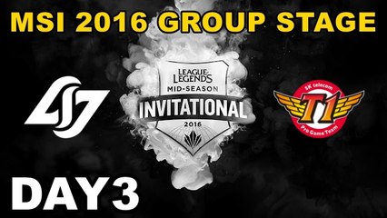 (LOL)CLG vs SKT Highlight (MSI 2016 季中邀請賽)Day3
