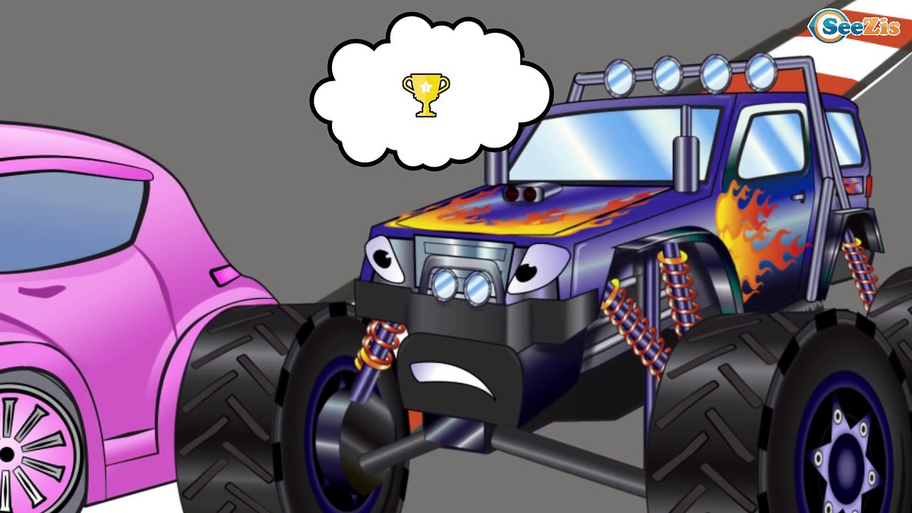 Monster Truck Extreme Race with Crazy Speed / Cartoons Compilation for ...