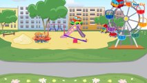 Car Cartoons. Excavator. Heavy Vehicles - Bulldozer, Crane and Truck build playground for children