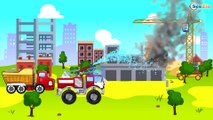 Car Cartoons for children. Truck with Crane build a house. Excavator. Heavy Vehicles for kids