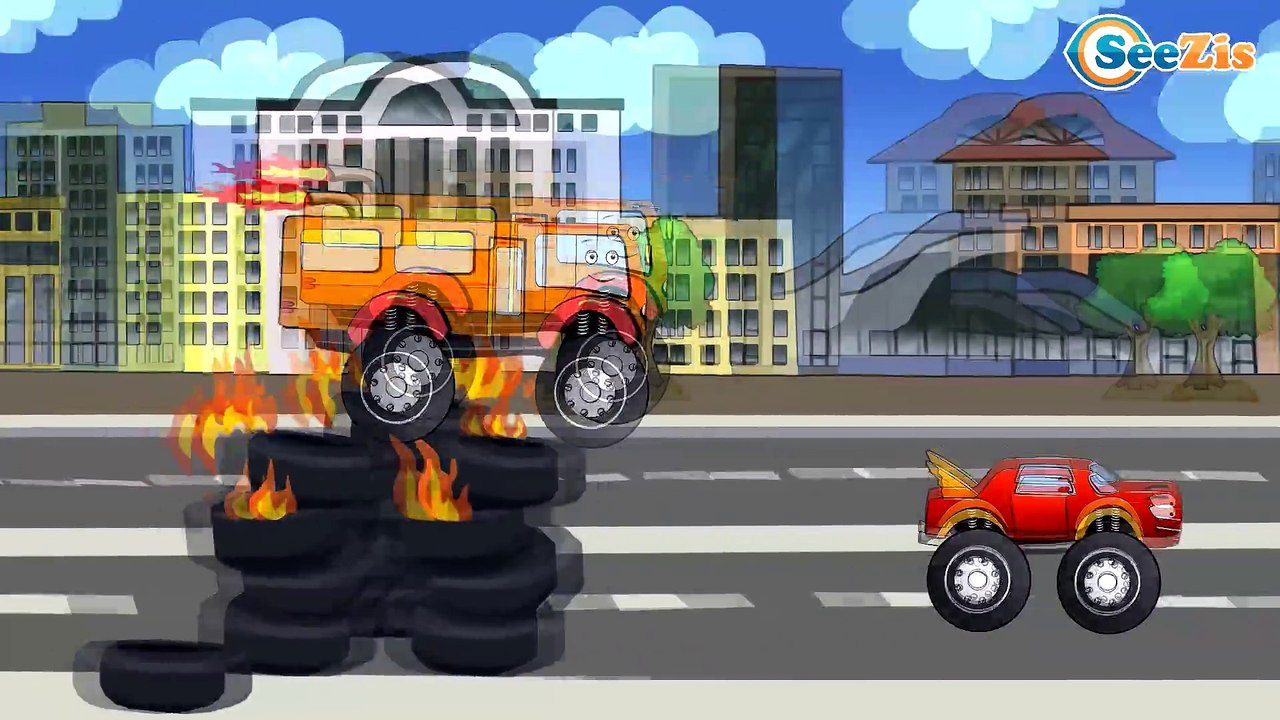 ✔ Car Cartoons. Tow Truck. Monster Truck Race on the Track with obstacles. Racing. Episode 56 ✔