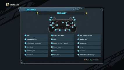 Battleborn - Controller Button Layouts / Options: Default, Southpaw / Legacy, Legendary South PS4