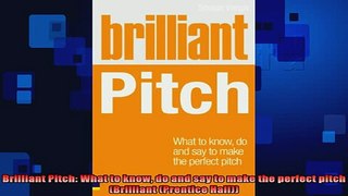 READ book  Brilliant Pitch What to know do and say to make the perfect pitch Brilliant Prentice Free Online