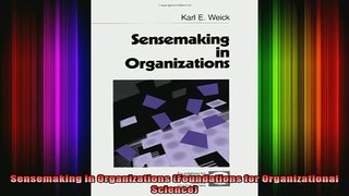 best book  Sensemaking in Organizations Foundations for Organizational Science