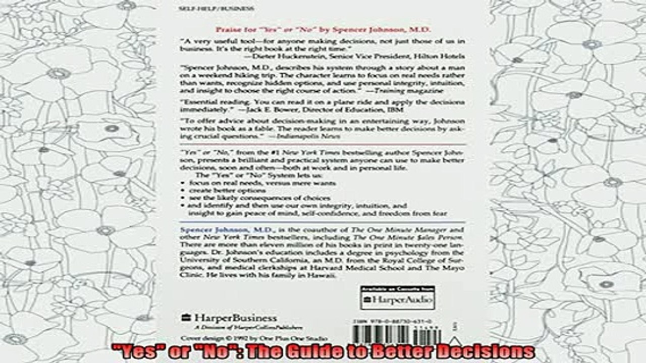 new book  Yes or No The Guide to Better Decisions
