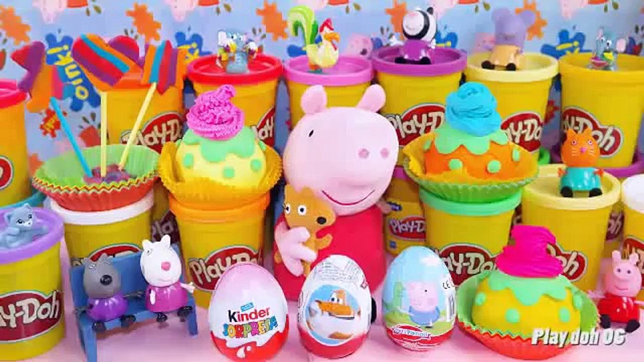 Barbie Kinder surprise eggs Peppa pig Mega Play doh Cars 2 eggs
