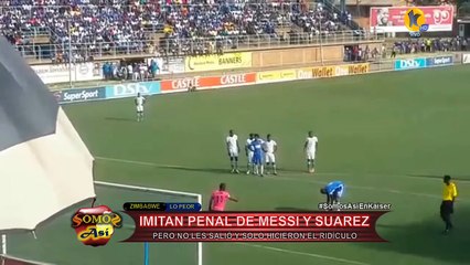 Imitan penal de Lionel Messi y Suarez, pero no les salió