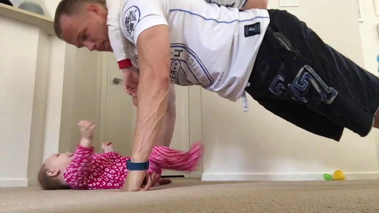 Daddy Exercising with the Kids