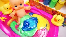 Learn Numbers Counting Baby Doll Colors Slime Bath Time Playing Surprise Toys