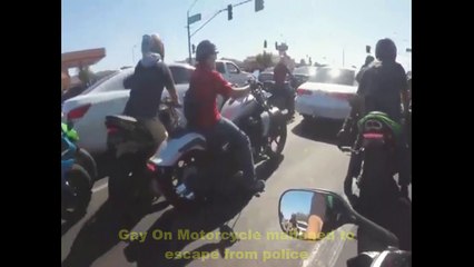 Gay On Motorcycle Managed To Escape From Police!